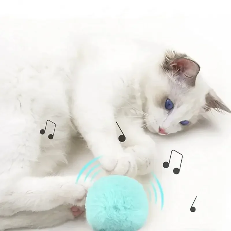 Plush Electric Catnip Training Toy Interactive Ball Smart Cat Toys Kitten Touch Sounding Pet Product Squeak Toy Ball