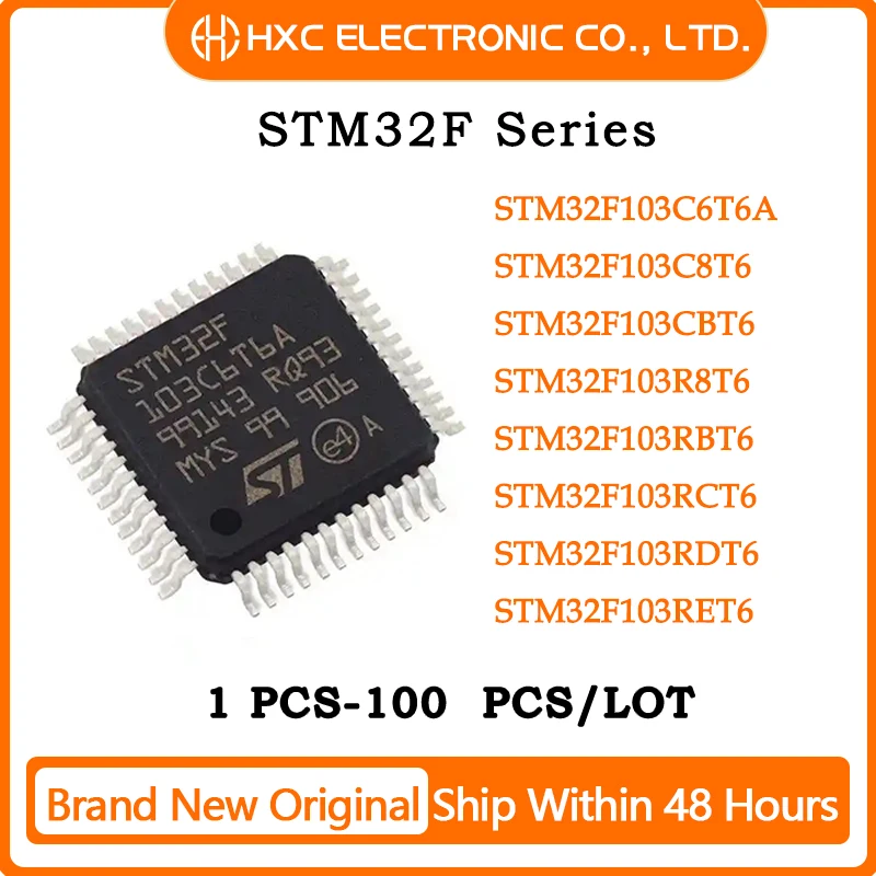 10PCS STM32F103C6T6A STM32F103C8T6 STM32F103CBT6 STM32F103R8T6 STM32F103RBT6 STM32F103RCT6 STM32F103RDT6 STM32F103RET6 LQFP-48