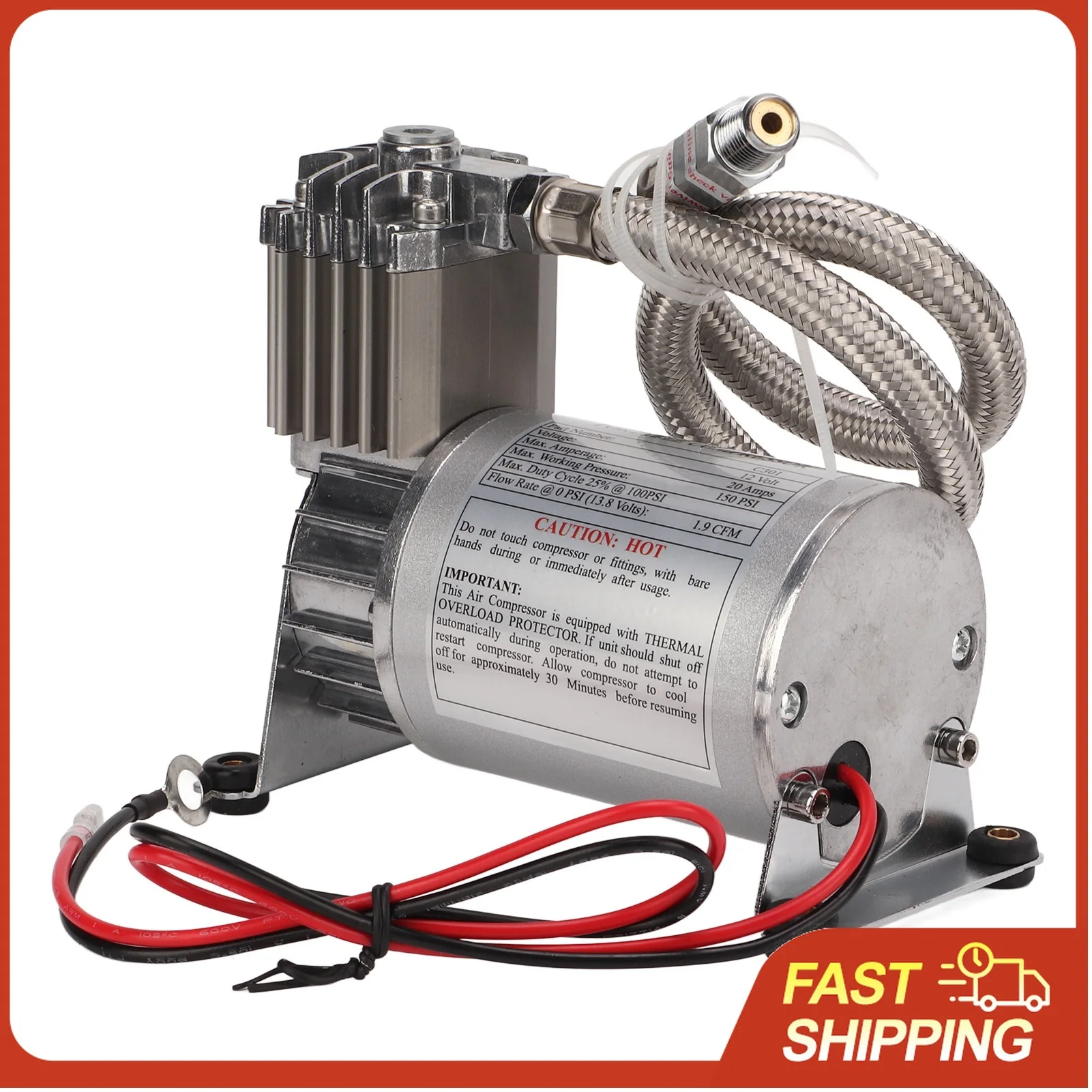 Heavy Duty Air Compressor 20A 150 PSI Metal  NPT1/4 Thread for 12V Vehicles Yacht Boats Heavy Duty Air Compressor