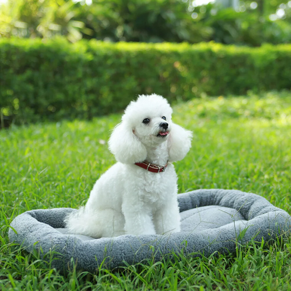 

Sheepskin Fleece Pet Bed Gray Warm Cushion For Dogs Cats Anti-Slip Bottom Machine Washable All Season Pet Mattress Bed