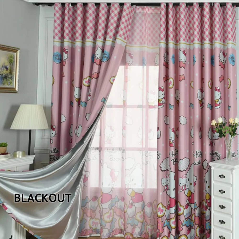 

Cartoon Black Silk Blackout Curtains Sunshade Curtains Princess Room Kindergarten Window Curtains for Living Dining Room Bedroom