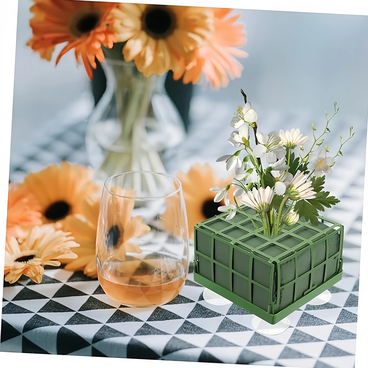 4 pçs arranjo de flores ventosas de argila espuma casamento carro arranjo de flores acessórios quadrados diy lojas de flores suprimentos