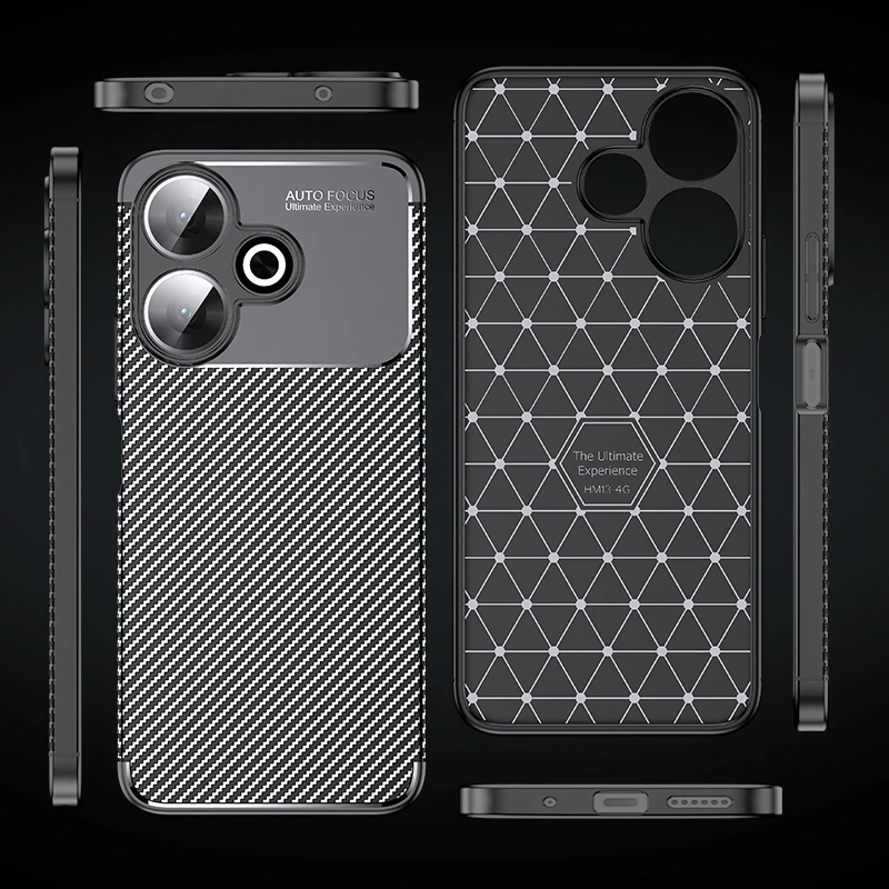 For Xiaomi Redmi 13 4G Case Bumper Anti-knock Soft Silicon Carbon Fiber Back Case For Redmi 13 Cover For Redmi 13 Case 6.79 inch