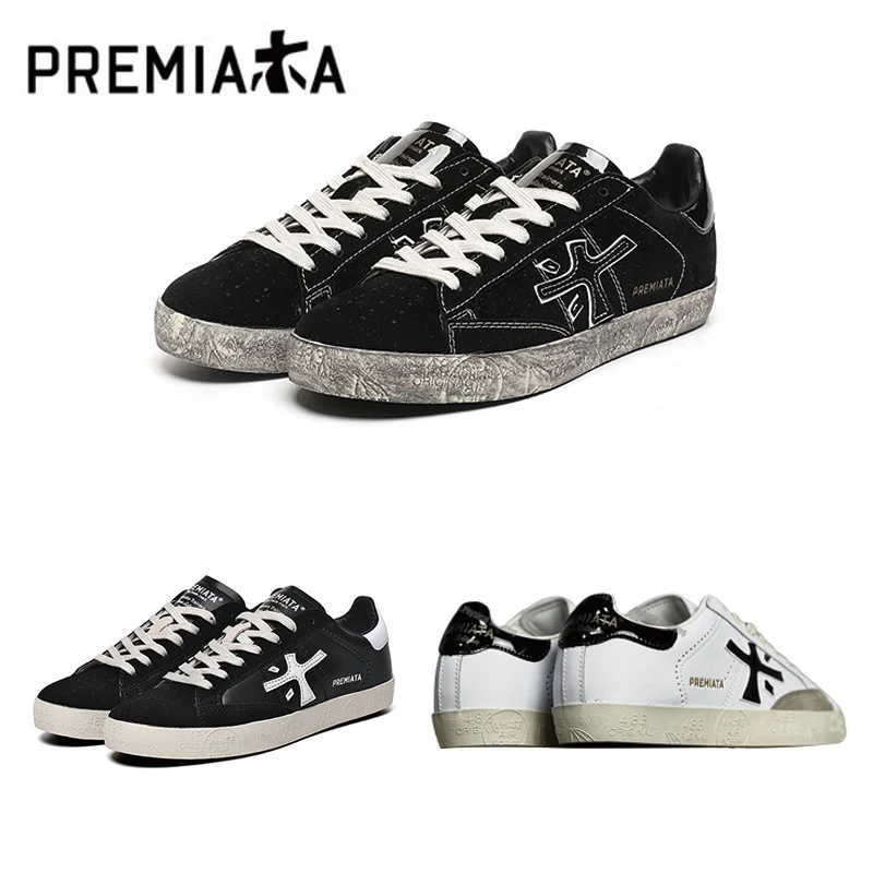 PREMIATA men's shoes 2024 new breathable fashion Black Art sneakers men's casual leather sports small white trendy shoes luxury