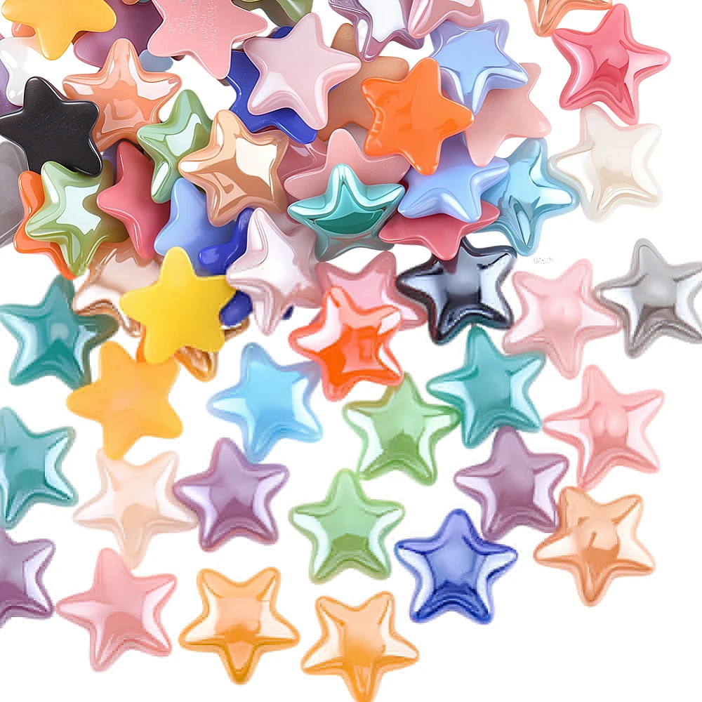 500Pcs Star Cabochon Flatback Charms Stars Assorted Random Mixed Color Glass Shapes Bead Cabochon Scrapbooking Embellishments