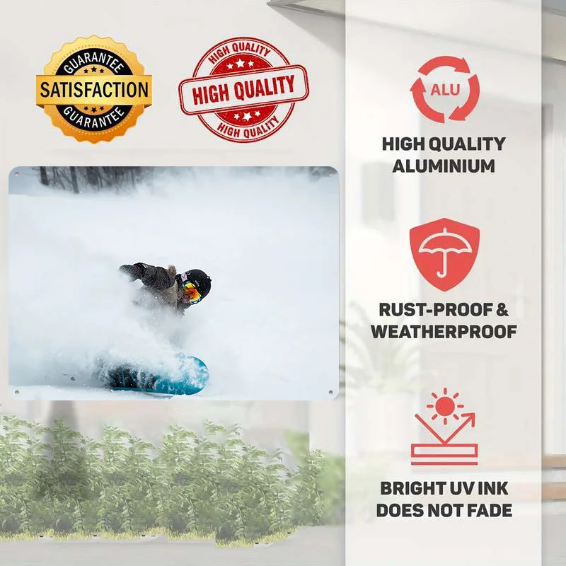 Ski Boarding Rush Metal Poster Perfect Gift for Fans Lovers Personalized Wall Art Metal Sign for Decoration Room Ornaments Decor