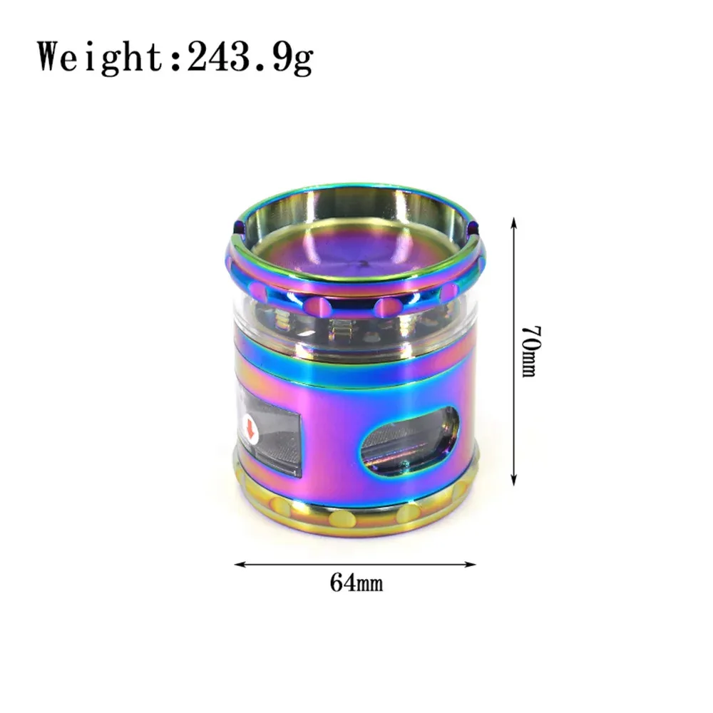 Round Metal Filler Herb Grinder Manual Metal Flavour Grinder with Drawer Smoking Accessories