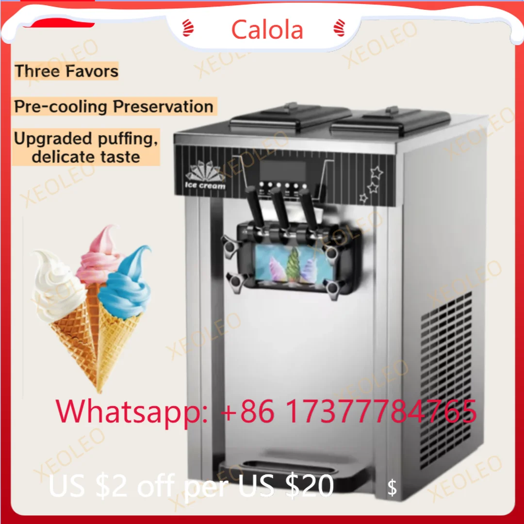 Automatic Commercial Ice Cream Machine 1600W 3 Flavors 18-25kg/H Pre-cooling Preservation