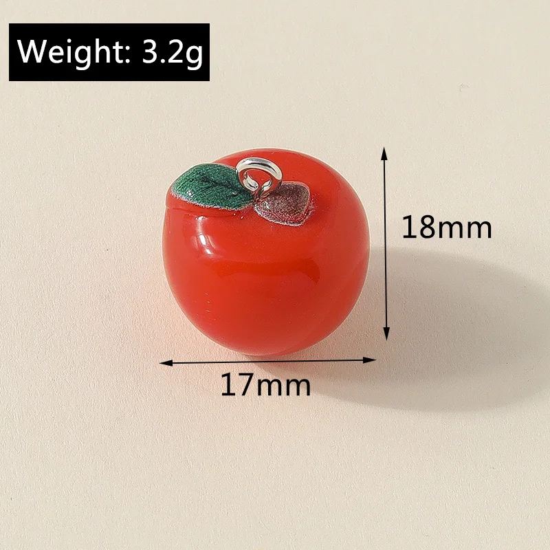 Leslie 10 Stück Niedliche 3D-Erdbeer-Charms aus Harz für Ohrringe, Kürbis-, Apfel-, Mango-, Trauben-, Orangen- und Wassermelonen-Charms und Anhänger – Detail 8