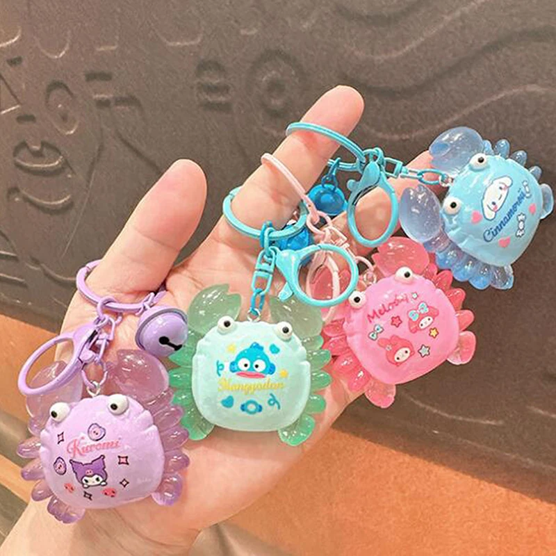 1PC Colorful Luminous Mini Printed Sanrio Kuromi Crab Keychain Backpack Pendant Car Hanging Gift Glowing Crab DIY Decoration