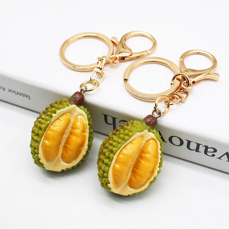 Funny Simulation Fruit Small Pendant Car Key Ring Bag Pendant Backpack Hanging Decorations Gifts Creative Durian Keychain