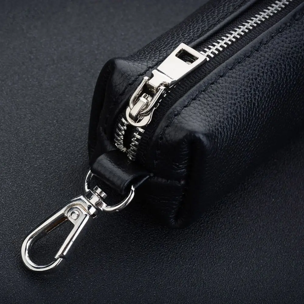 New Genuine Leather Key Bag Solid Color Mini KeyChain Multifunction Small Card Holder