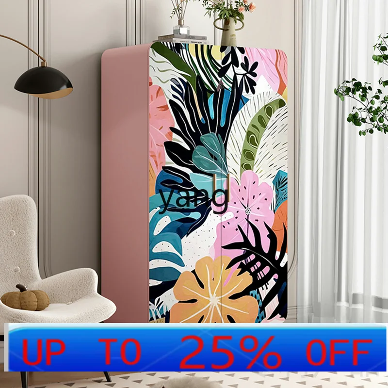 

Шкаф-купе LTT из массива дерева в ретро-стиле с цветочным узором для спальни, тумба для хранения