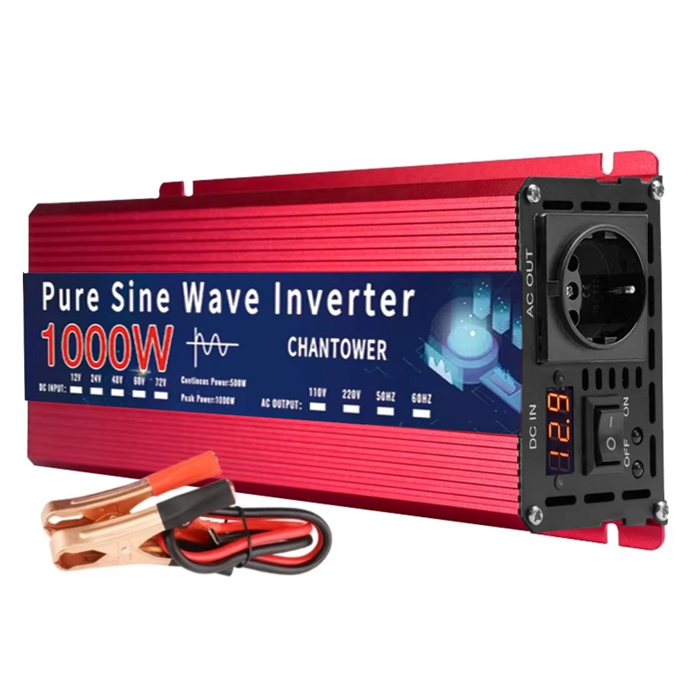 Reiner Sinus-Wechselrichter DC 12V/24V/48V/72V zu AC 220V 1000W 1600W 300W Europa-Steckdose Stromwandler Autoladegerät Solar-Wechselrichter – Detail 6