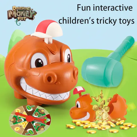 ZK20 Novelty Children Desktop Knocking Explosion Dinosaur Gas Tank Toys Piggy Bank Game Lucky Family Interactive for Kids Gifts