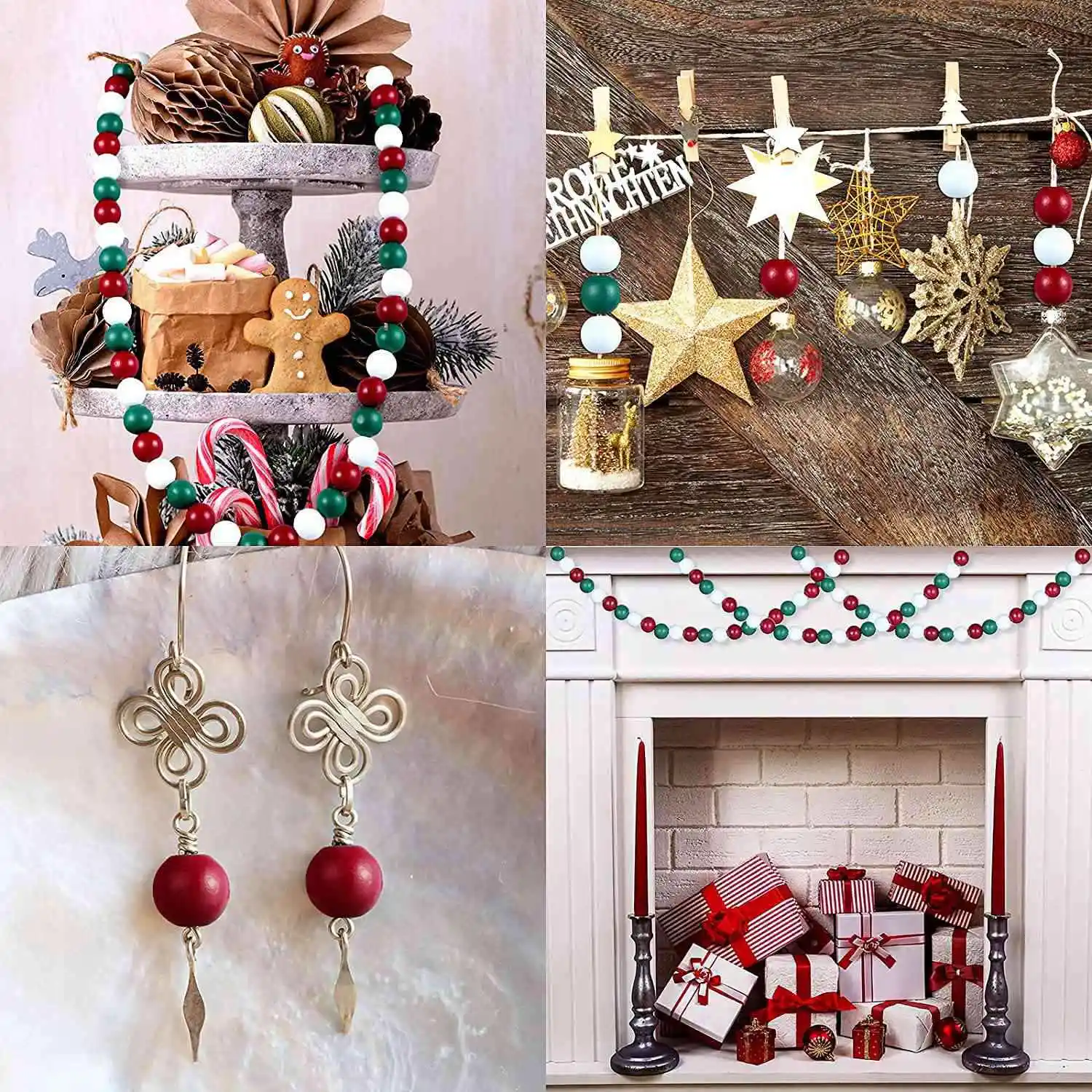 

KB-165 шт. Рождественские деревянные бусины для рукоделия, фермерского дома, натуральные деревянные бусины, круглые бусины в стиле бохо для рождественского домашнего декора, сделай сам