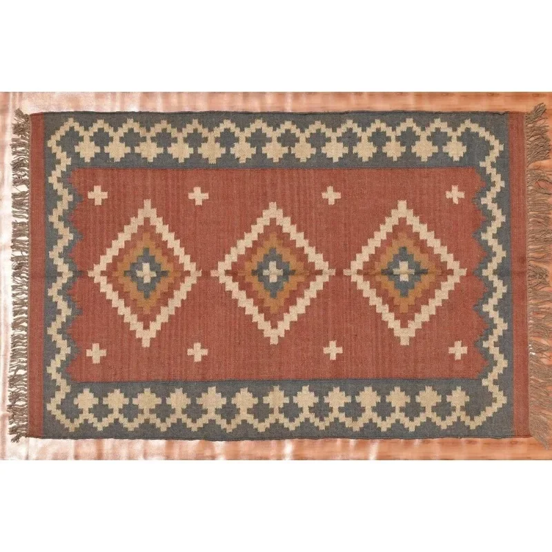 Rug Natural Indian Kilim Wool Jute Rug Boho Home Decorative Traditional Area Rug