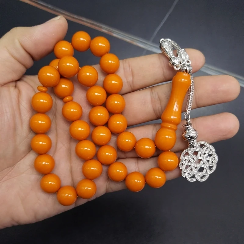 Tasbih Orange resin muslim Misbaha 33 prayer beads bracelet Turkish fashion accessories Eid Ramadan Mubarak - view 2