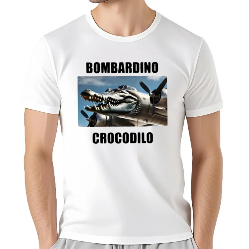 Bombardino Crocodilo camiseta Retro italiano Brainrot Meme ropa para hombre talla europea verano 100% algodón suave Un