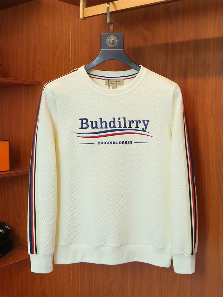 

Мужская универсальная толстовка с вышивкой, длинными рукавами и круглым вырезом, из хлопка и полиэстера, для весны и осени, в городском стиле