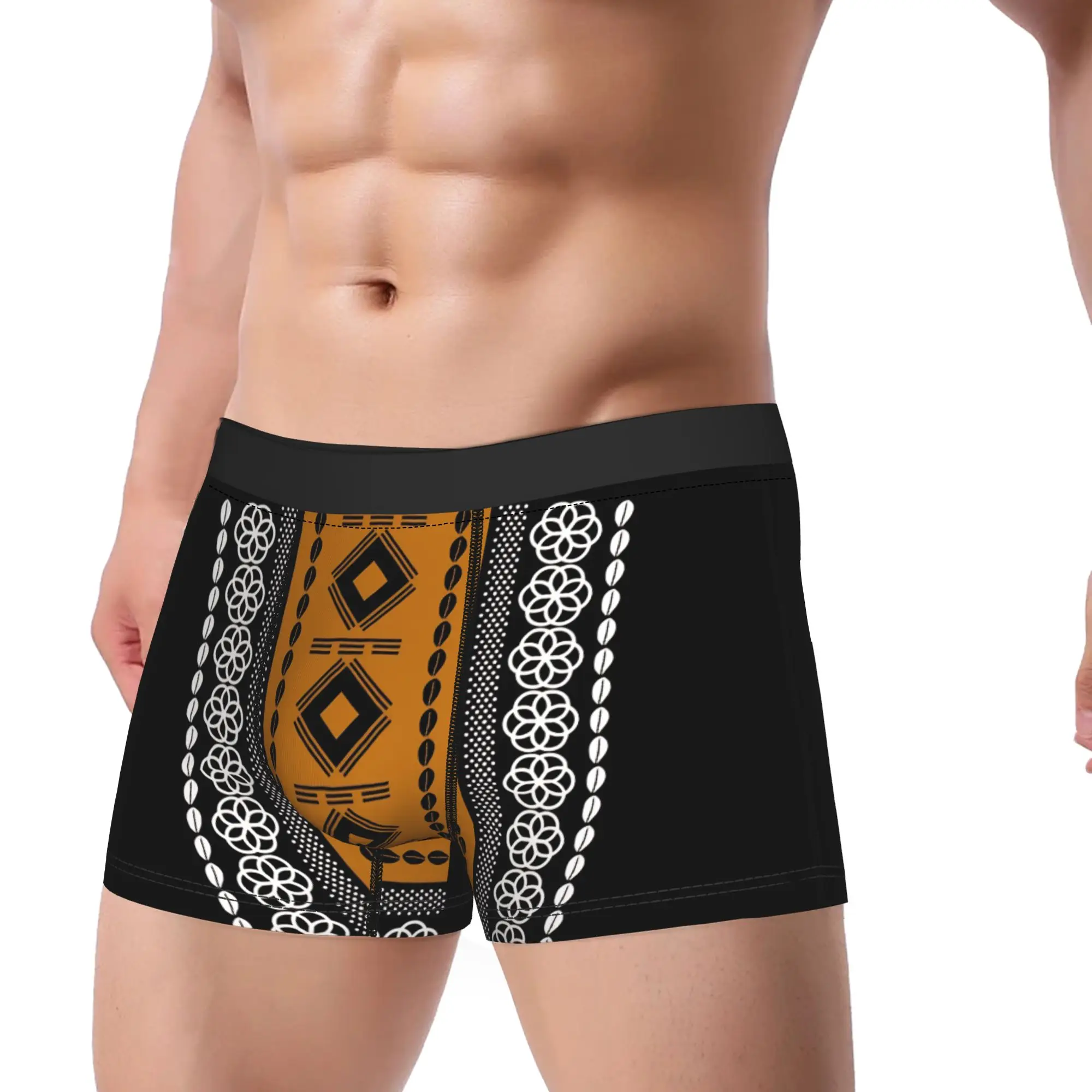 Bogolan African Mud Cloth Boxer Brief  Underwear Quality Males Breathable Boxer Shorts Printing Large Size Panties
