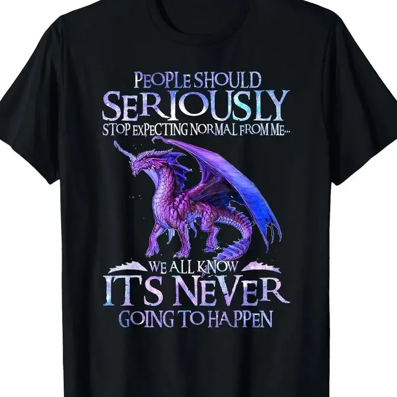 Cute Dragon Serious Woman Funny 220G 100 Cotton T Shirt