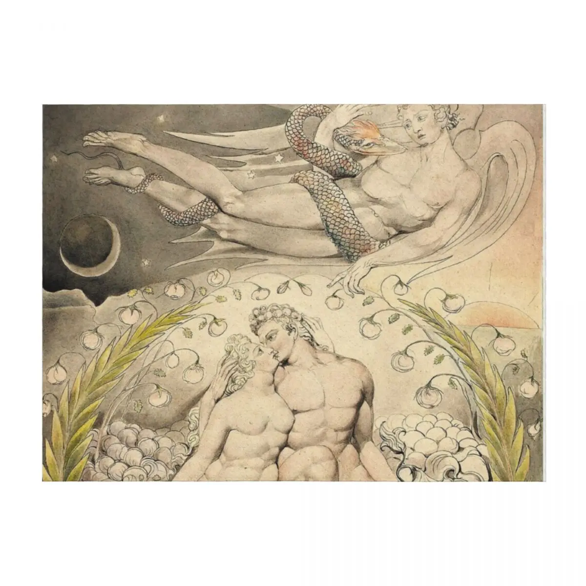 

HD Satan Watching the Endearments of Adam and Eve, by William Blake HIGH DEFINITION (Original colors) Throw Blanket Bed Blankets