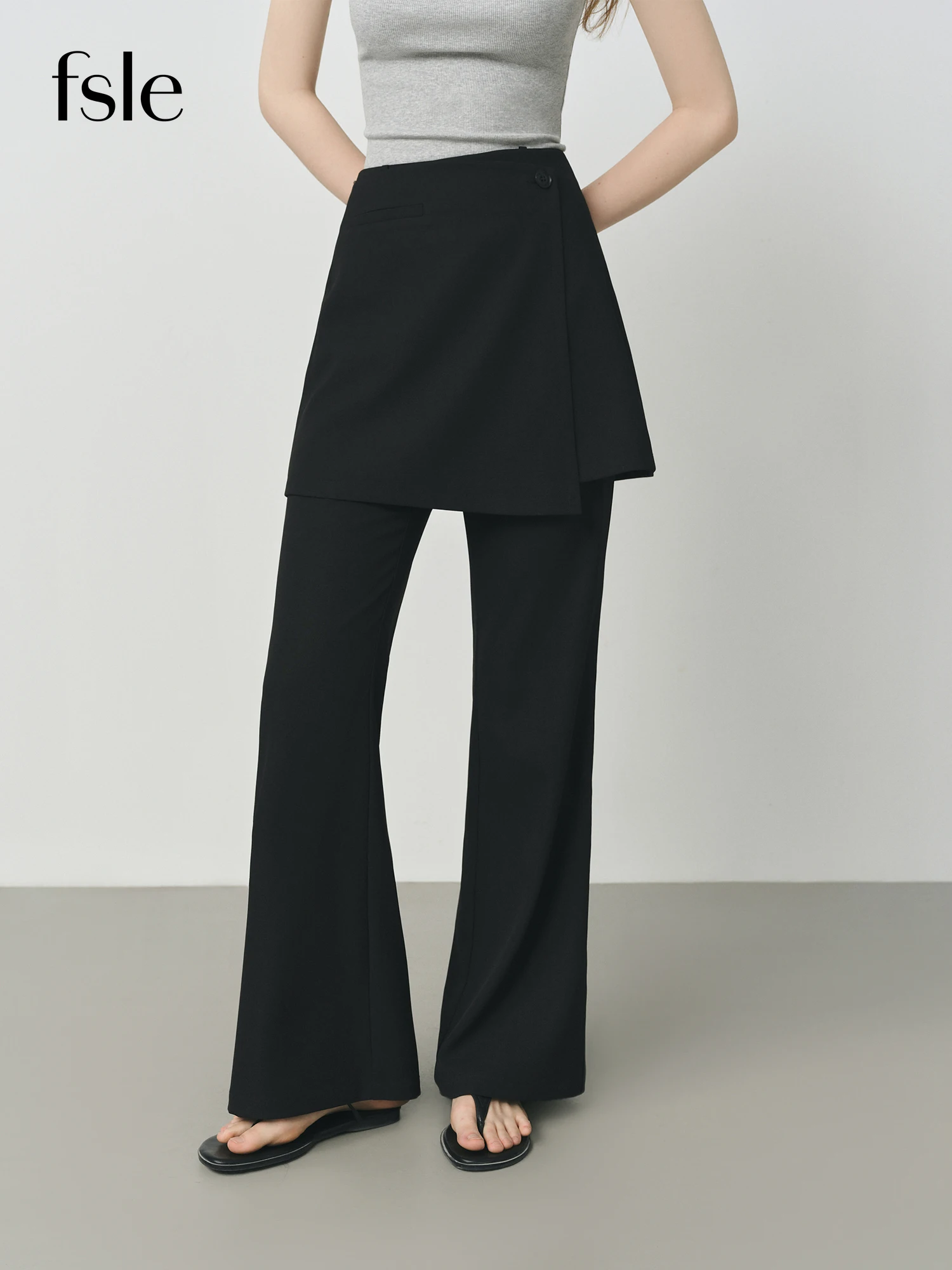 

FSLE Temperament Pants Skirt Women 2025 Autumn New Two-piece Simple Casual Pants25FS13083