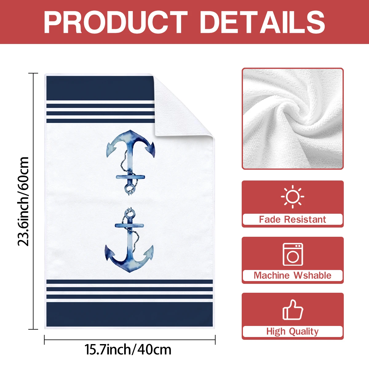 2/4pcs classic nautical style kitchen towels, soft and absorbent kitchen tea towel set, used for kitchen and dining decoration s