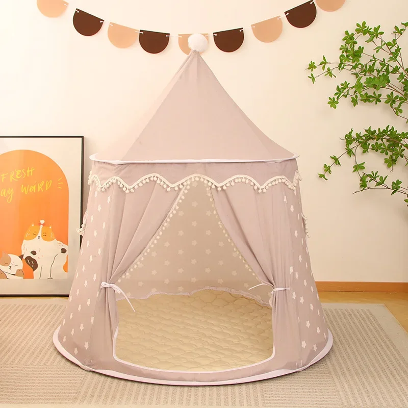 Indoor Kids Yurt Tent Playhouse Foldable Pretend Play Princess Boys Girls Indoor Children's Room Baby Game House Play House