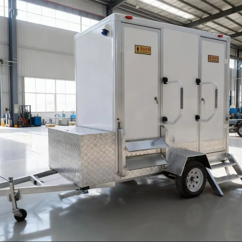 Reusable Mobile Restroom Trailer Foldable Portable Design Customized for Outdoor Short-Term Project Construction