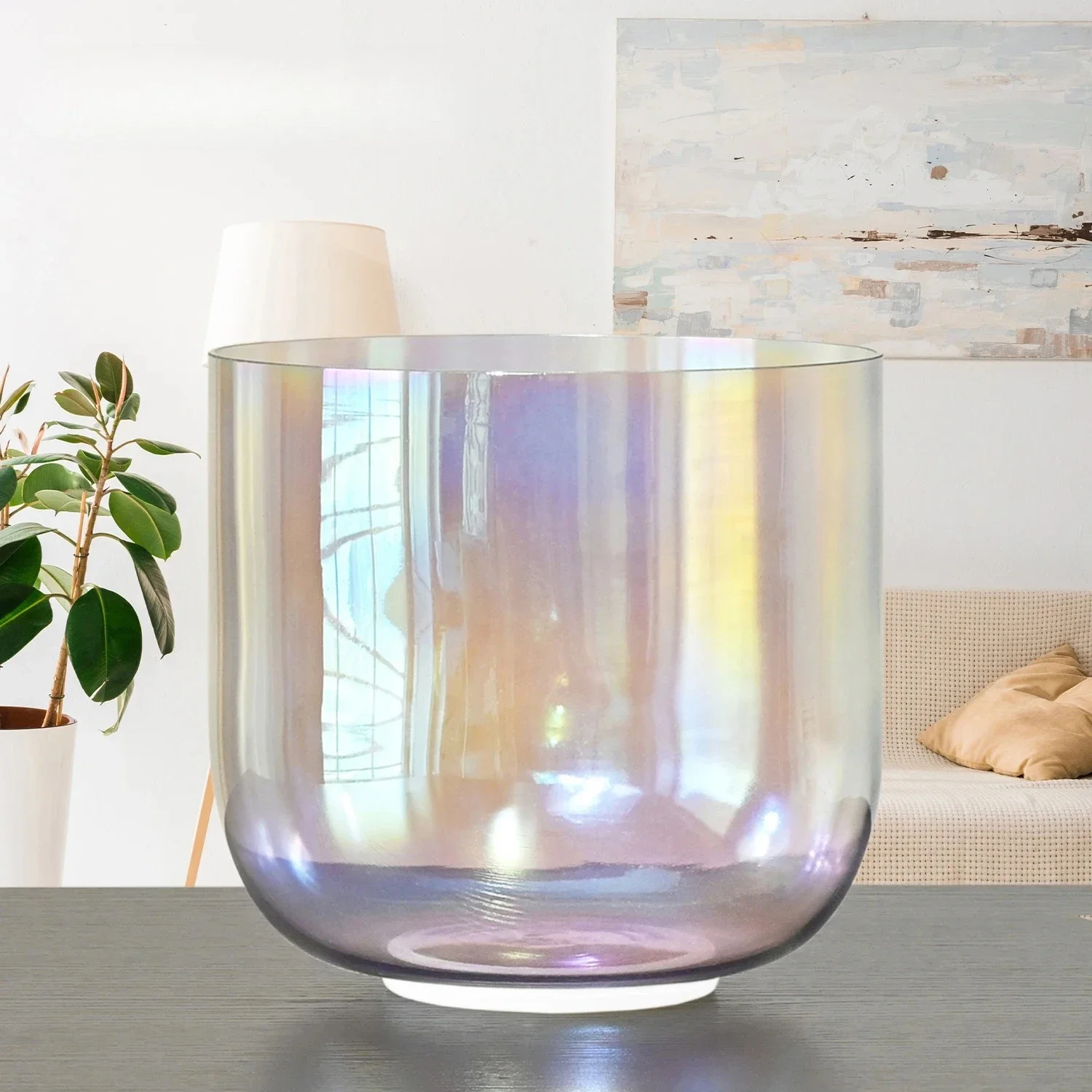 7 Inch Alchemy Grey Cosmic Light Crystal Singing Bowl 432Hz 440Hz Option Clear Quartz Bowl Therapy Yoga Meditation Instrument