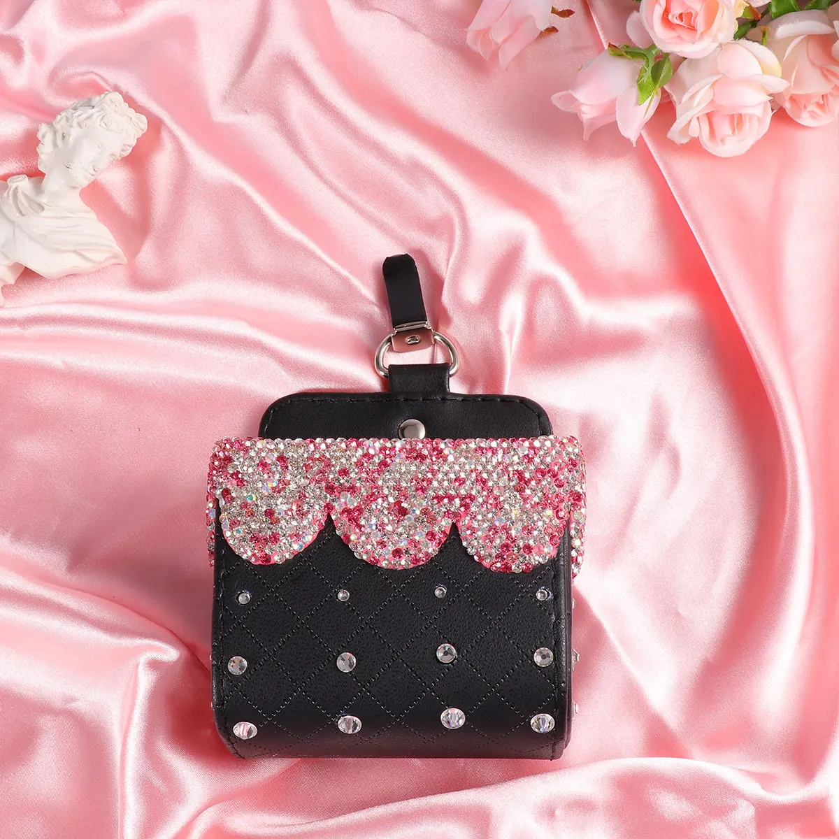 

Multifunctional Seat Storage Box Luxury Rhinestone Pouch Water Bottle Mobile Phone Organizer Car Gap Filler Console