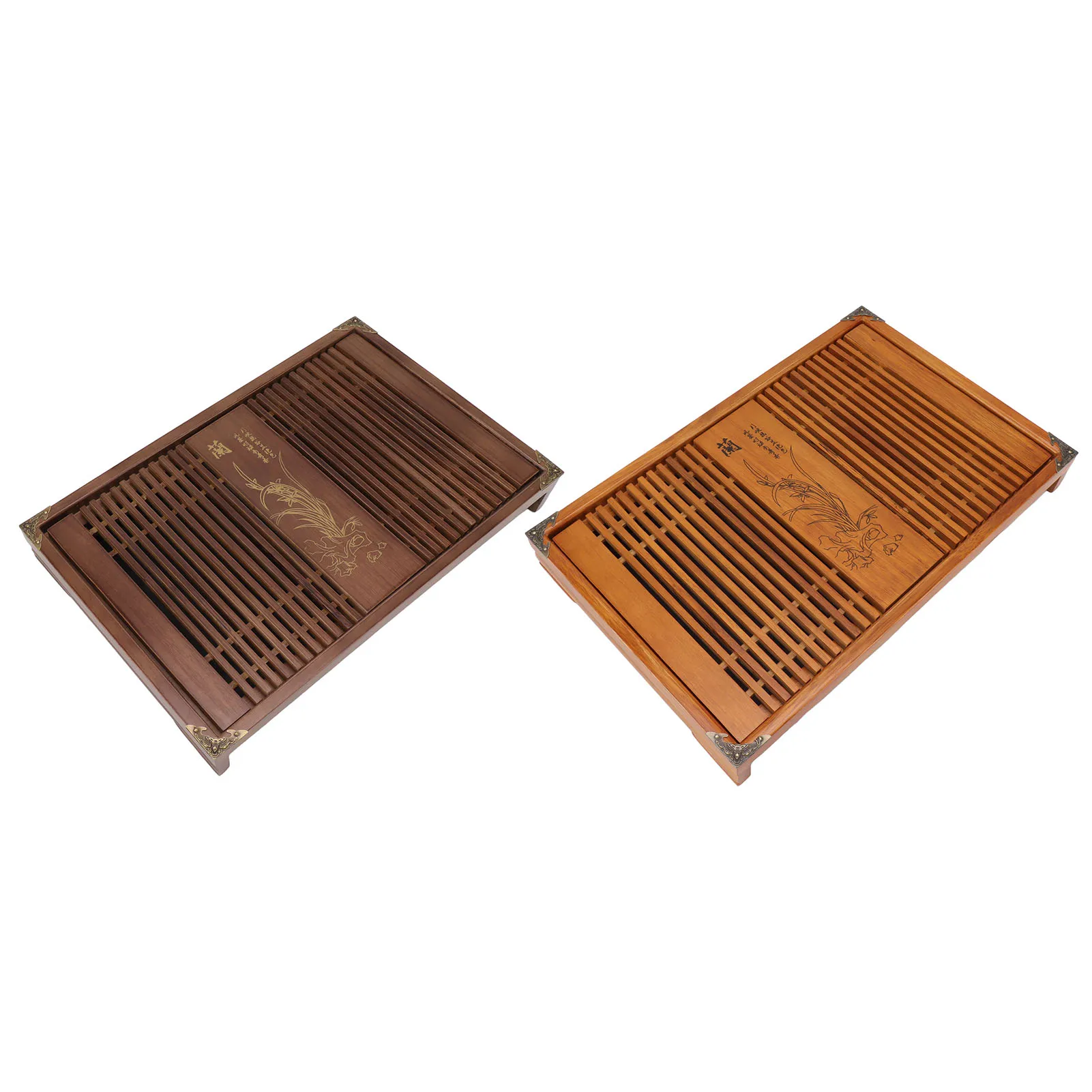 Kung Fu Tea Tray Kungfu Tea Tray Chinese Gongfu Tea Tray Drainage Water Storage Wood Tea Table with Drain Pipe Tea Serving Tray