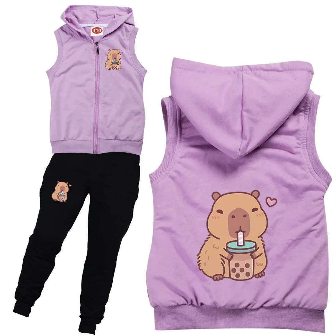

Lovely Capybara Clothes Set Kids Cartoon Capivara Jackets Pants 2pcs Sets Baby Girls Sleeveless Outfits Boys Autumn Tracksuits