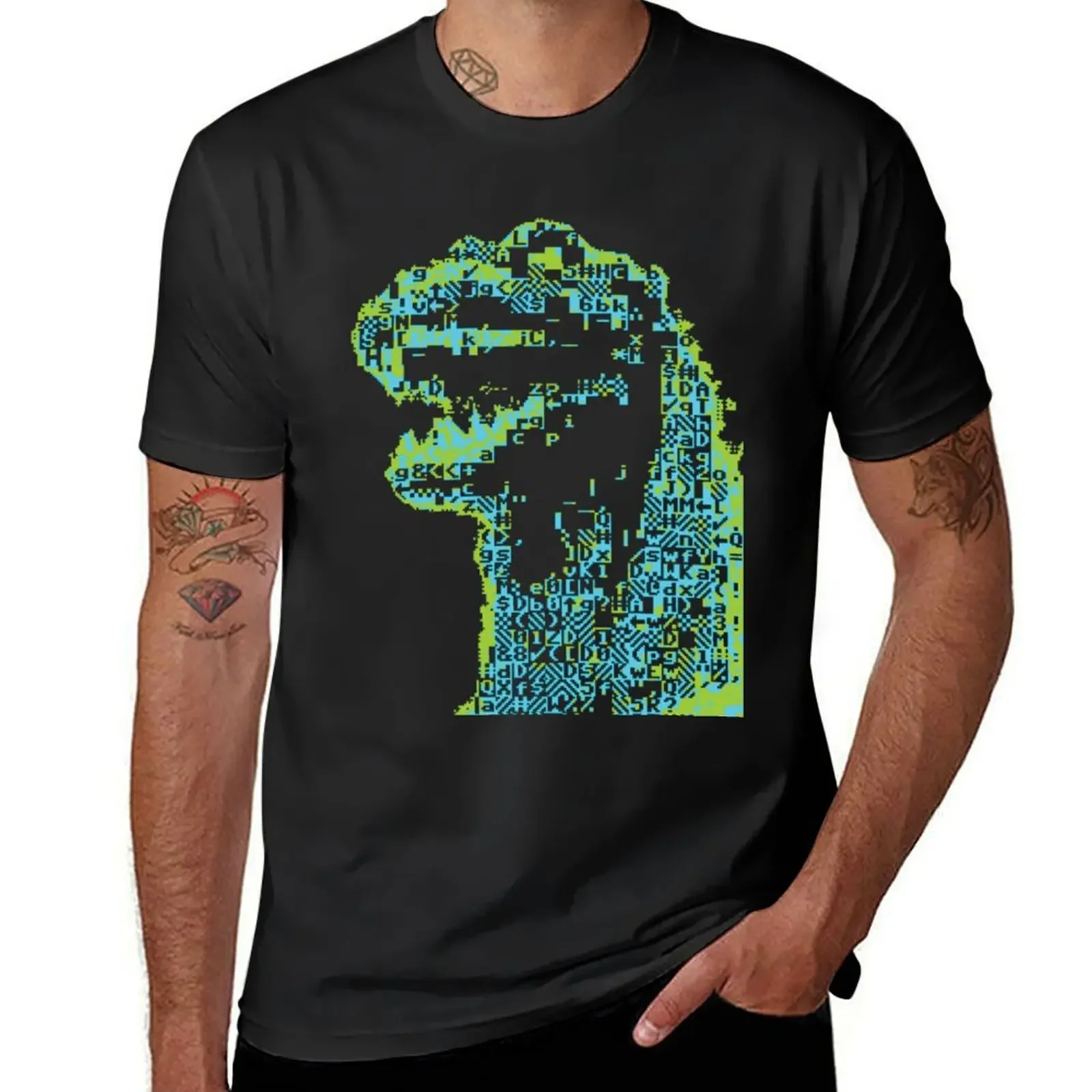 Giant Lizard ASCII T-Shirt graphic shirts Aesthetic clothing heavyweight t shirts for men