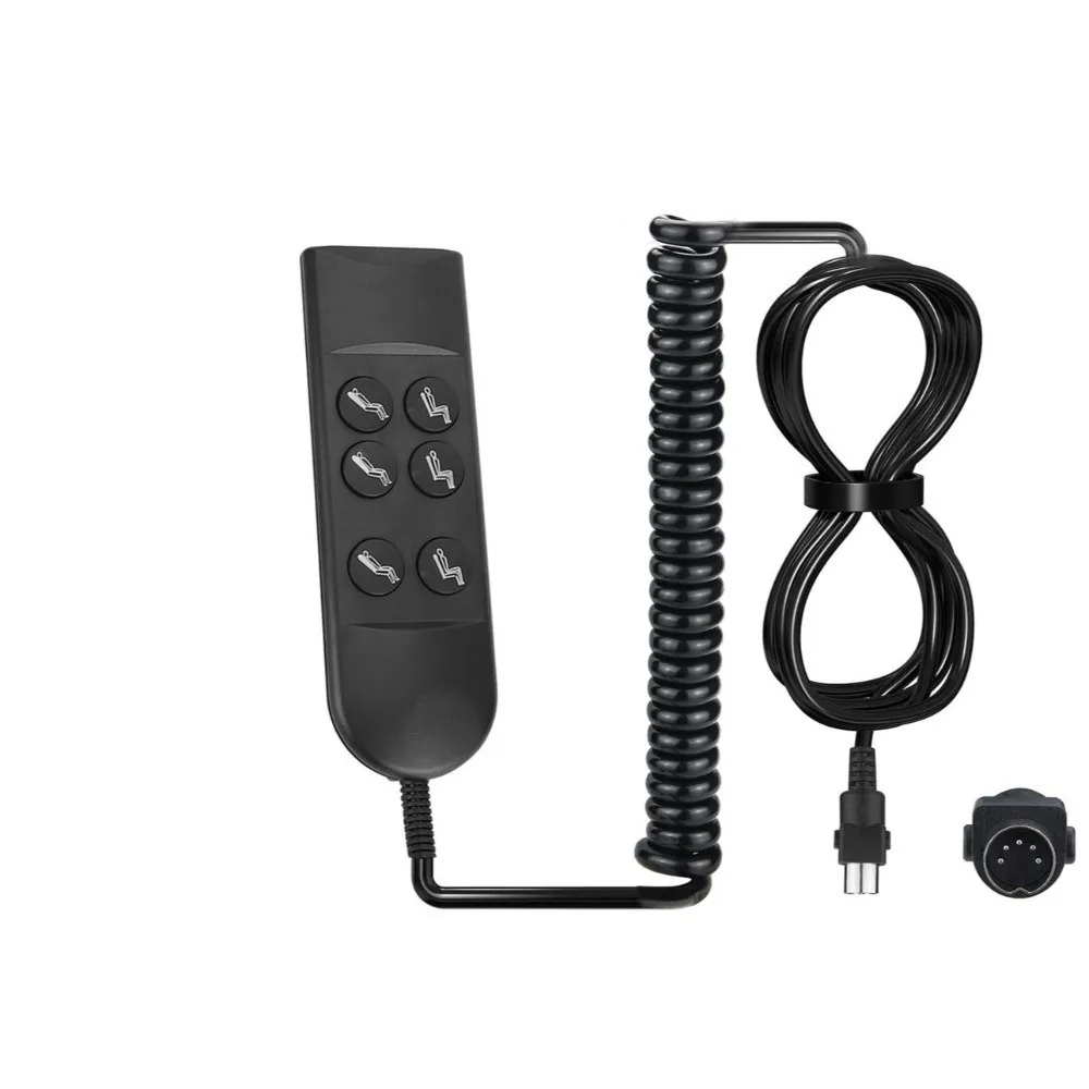 6 Button Power Recliner Controller 2 Motor Support 5 Pin Connector Electric Sofa Hand Control Extension Cable Compatible
