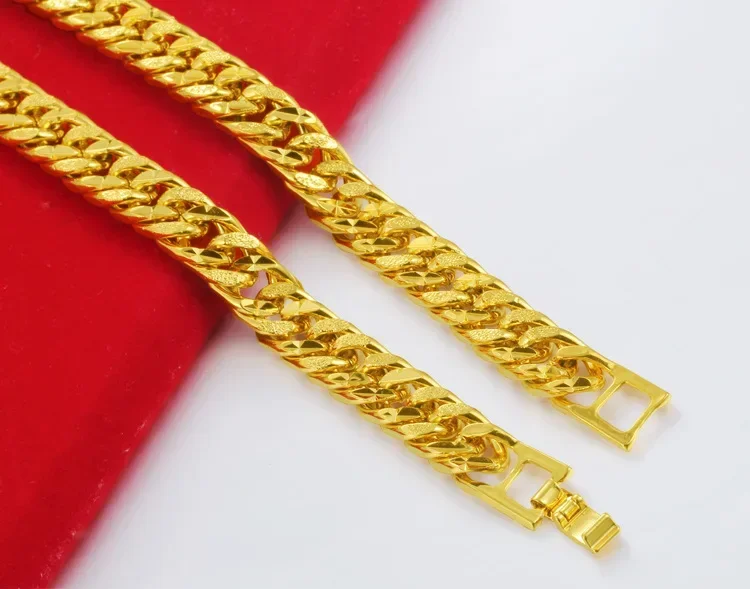 12MM 999 Real Pure Bracelet for Men Women Chain Bracelet Bangles Wristband African Gold Fine Jewelry