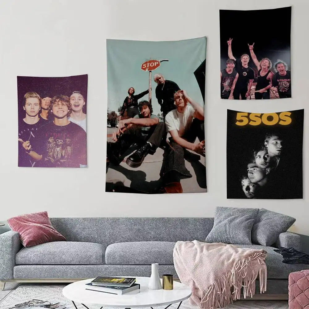 

5 S-Seconds of S-Summers Band Flags Wall Hanging Background Art Banner for Bedroom Home Outdoor Decor