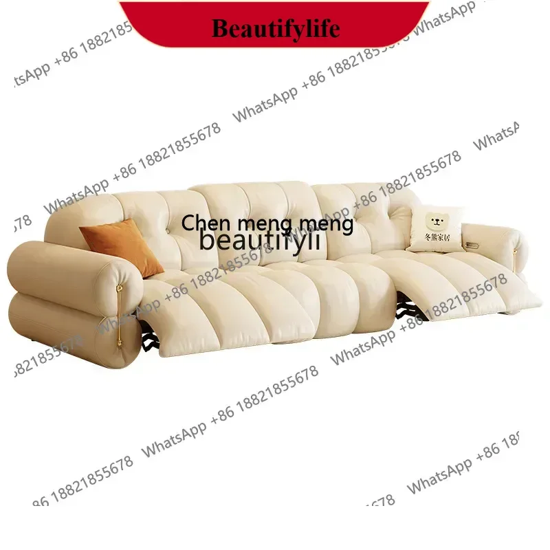 

z183 French cream style home theater sofa, leather zero wall electric function sofa