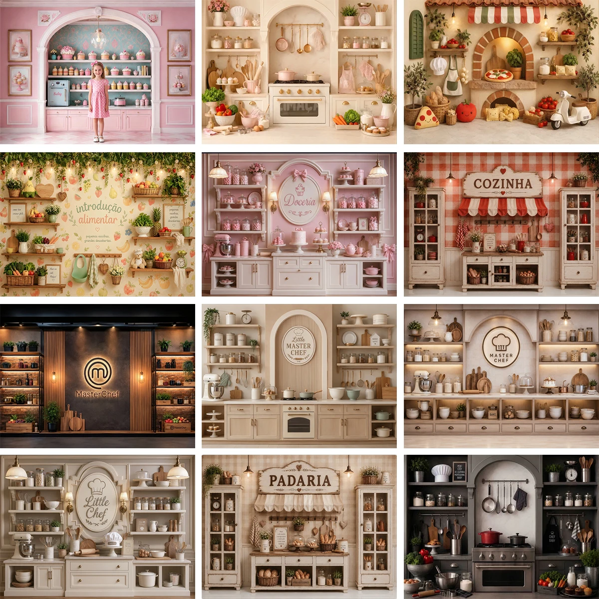 Kitchen Baking Background - Фон для детской фотосессии: маленький повар,