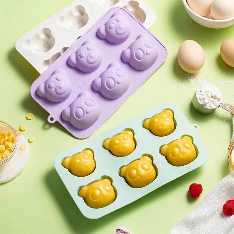 Food Grade Silicone Bear Mold 6 Cavity Non-Stick Baking Molds for Cake Muffin  Food Ice Cube Chocolate Reusable Kitchen Gadget - view 6