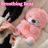 Baby Breathing Bear Animals Plush Toys Children Sleeping Appease Companion Snoring Otter Doll with Sound and Light Kids Gifts