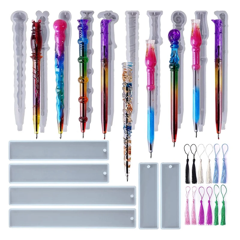 Silicone Molds For Resin, Epoxy Molds With 10Pcs Resin Pen Molds, 6Pcs Bookmark Resin Molds For DIY Crafts, Gifts