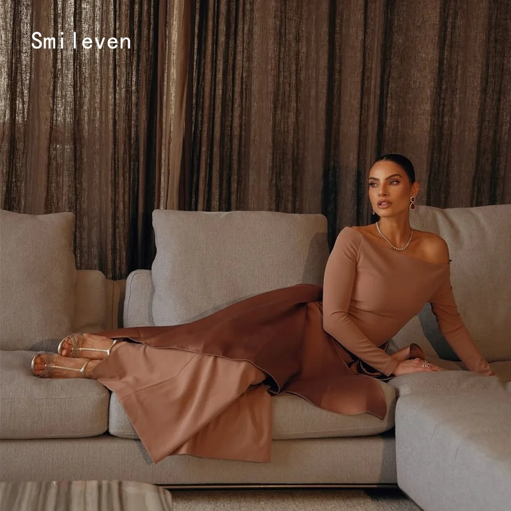 

Smileven Luxury A Line Prom Dress Off The Shoulder Party Gowns Simple Full Sleeve Formal Occassion Dress Customized 2026