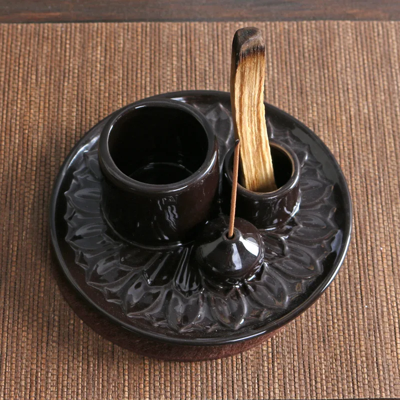 Palo Santo-Sticks-Halter aus Keramik, 4-in-1-Räuchergefäß, Salbei-Halter, Räucherstäbchenhalter, Aschefänger-Tablett für Meditation, Yoga, Zimmer – Detail 10