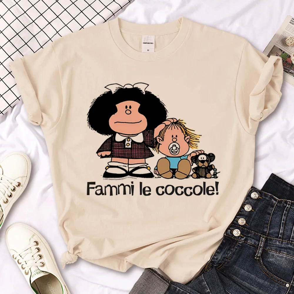 Mafalda t shirt women comic anime t-shirts female comic clothing