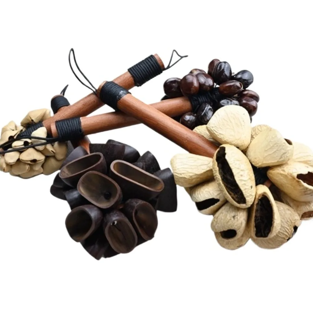 قذيفة الفاكهة اليد مكرنك جرس Pangji مقبض خشبي العلاج الصوتي ASMR تشاتشا Handbell بالا Juju أجراس الآلات الموسيقية