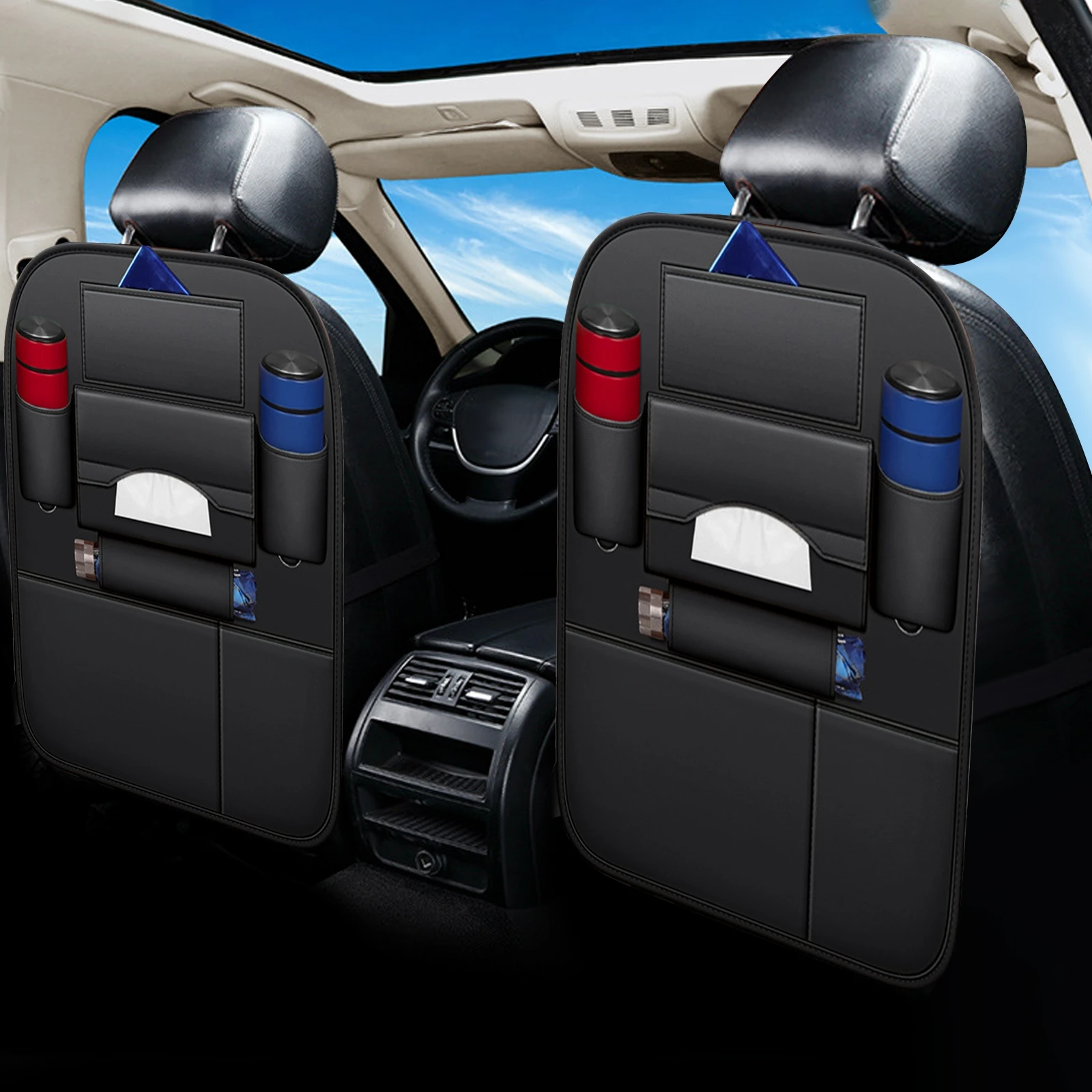 

Car Seat Back Pocket Organizer Waterproof Foldable Dining Table Storage Bag Durable Easy Install Rear Seat Pouch