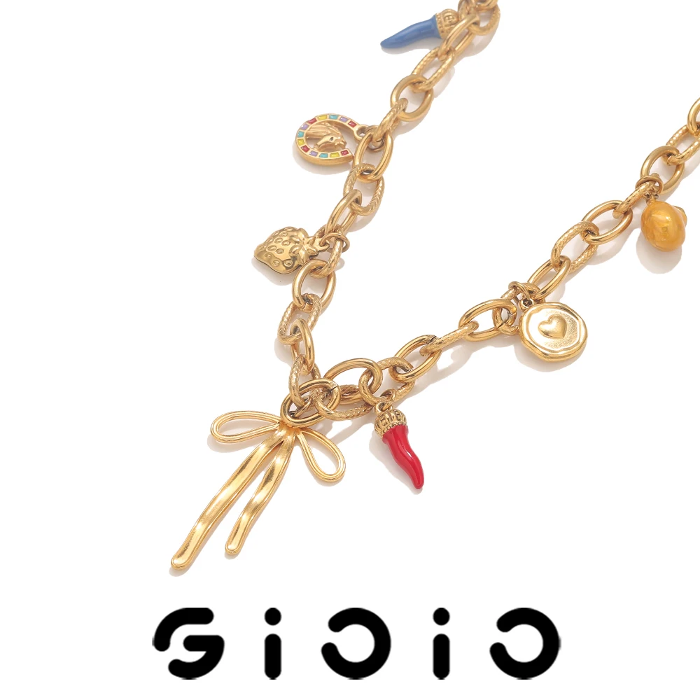 

GIOIO Stainless Steel Gold-Plated Y2K Style Pendant Necklace Fashion Waterproof Choker Necklaces For Women Jewelry Accessories